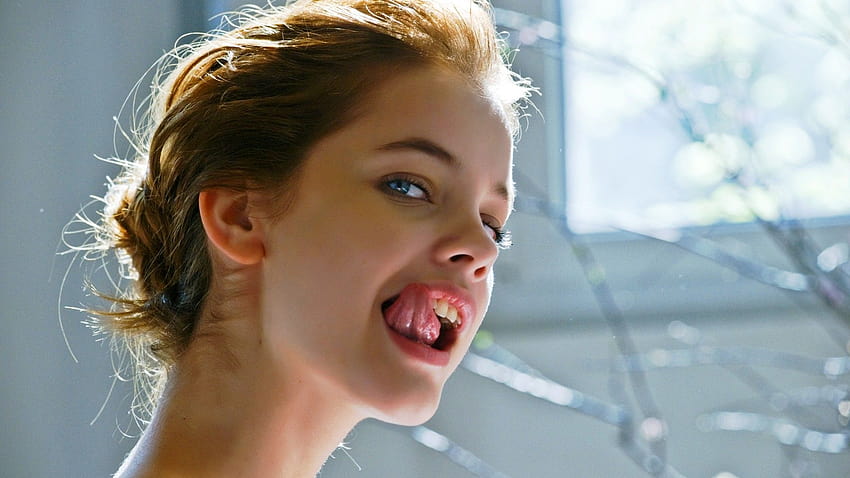 women, blue eyes, tongue, open mouth, Barbara Palvin, post, tongue out ::, girl tongue HD wallpaper