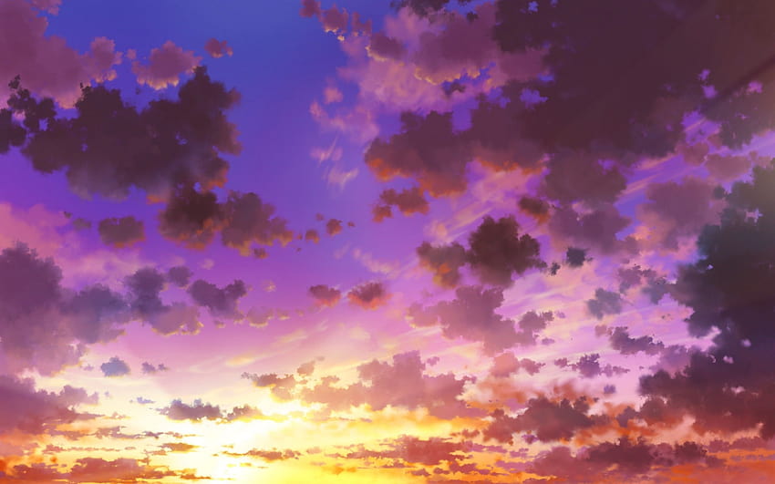 2880x1800 Anime Sky, Sunset, Clouds for, purple anime sky papel de parede HD
