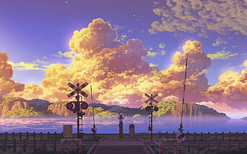 Sky City Scenery Horizon Landscape Anime 8K Wallpaper 131