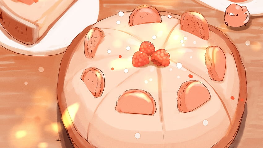 Fruits, Delicious, Dessert, Anime Cake, Creamy HD wallpaper