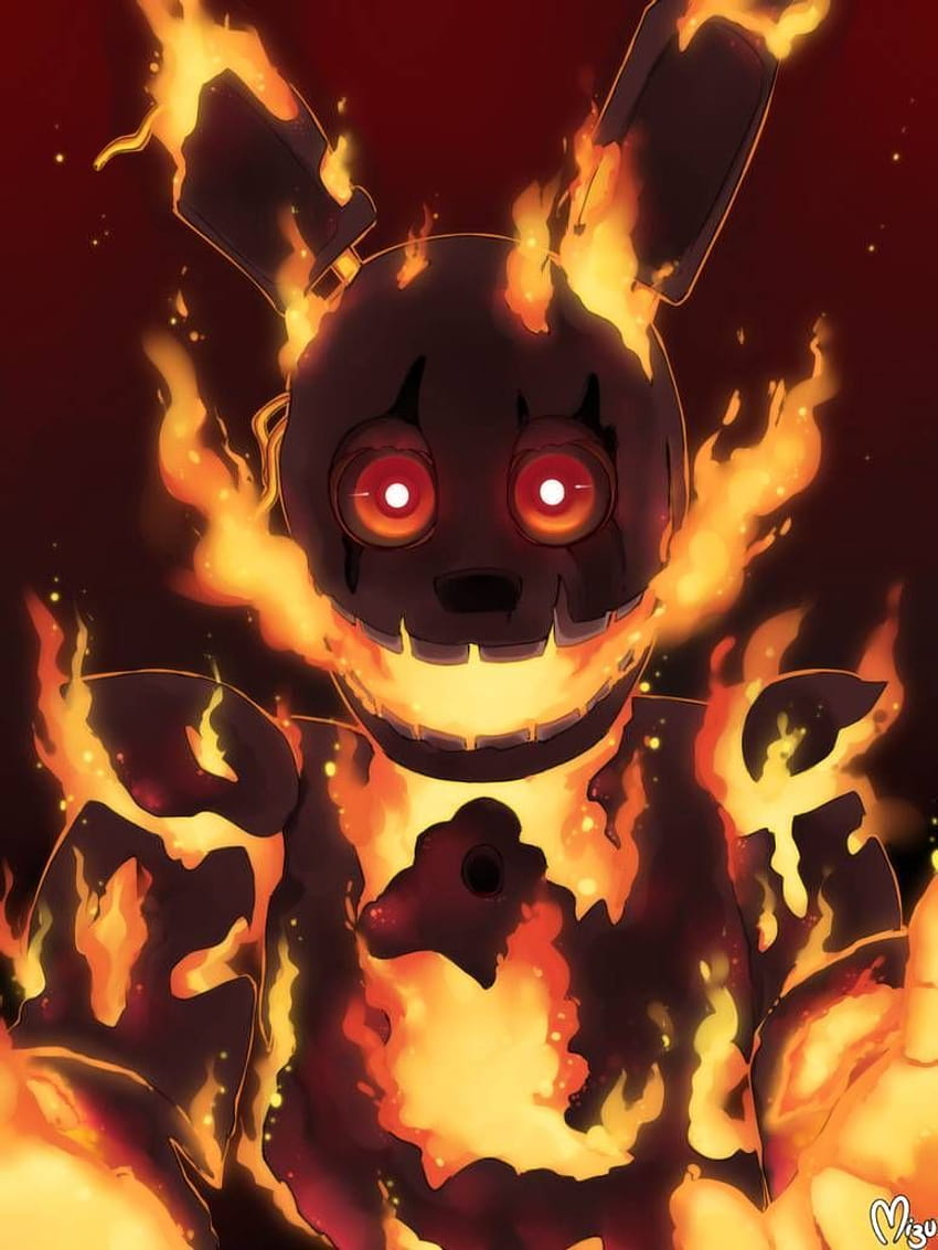 Flaming Springtrap von BlazeMizu im Jahr 2020, fnaf Springtrap Anime HD-Handy-Hintergrundbild