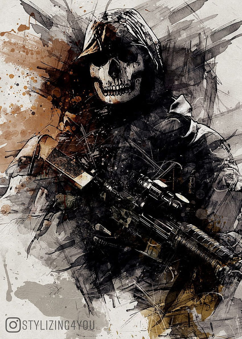Печат на плакат на Call of Duty Ghost от Stylizing4you, призрак от Warzone HD тапет за телефон