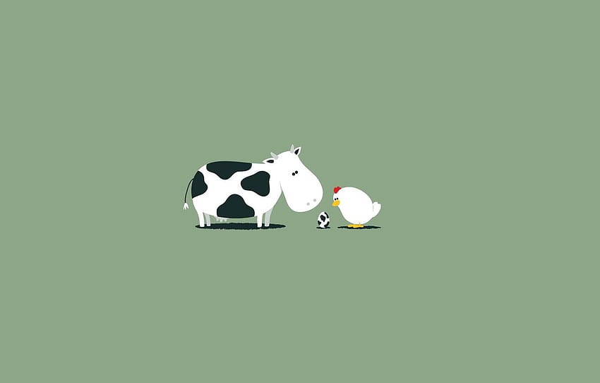 egg, cow, Minimalism, chicken, cow and chicken HD wallpaper