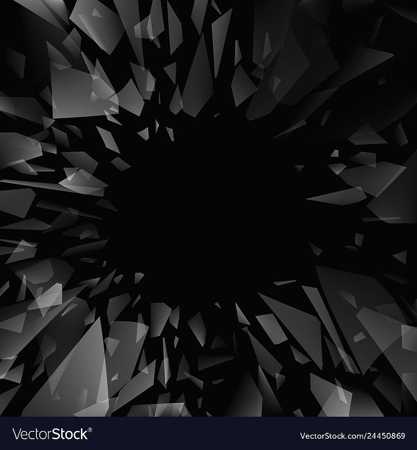Shards of broken glass abstract black explosion Vector, glassy abstract dark HD phone wallpaper