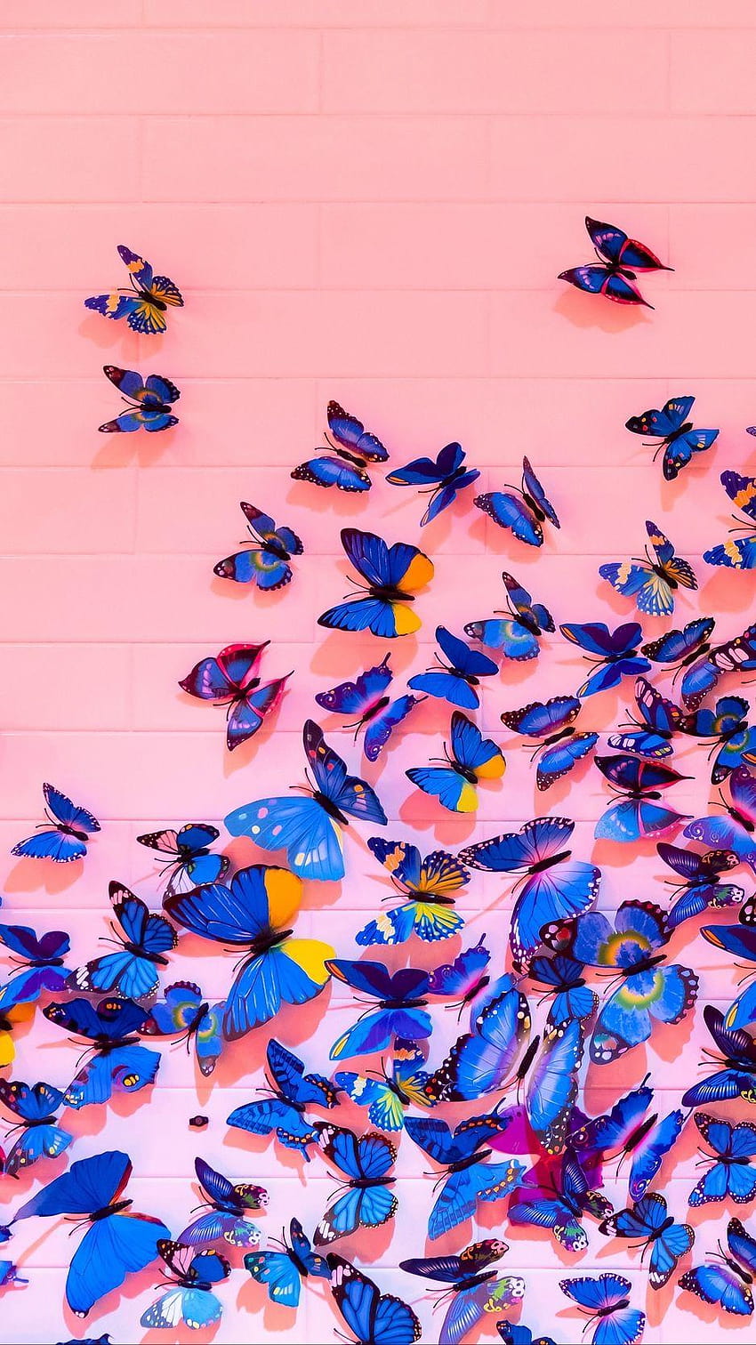 Butterflies, wall, decoration, design, purple butterfly tumblr HD phone wallpaper