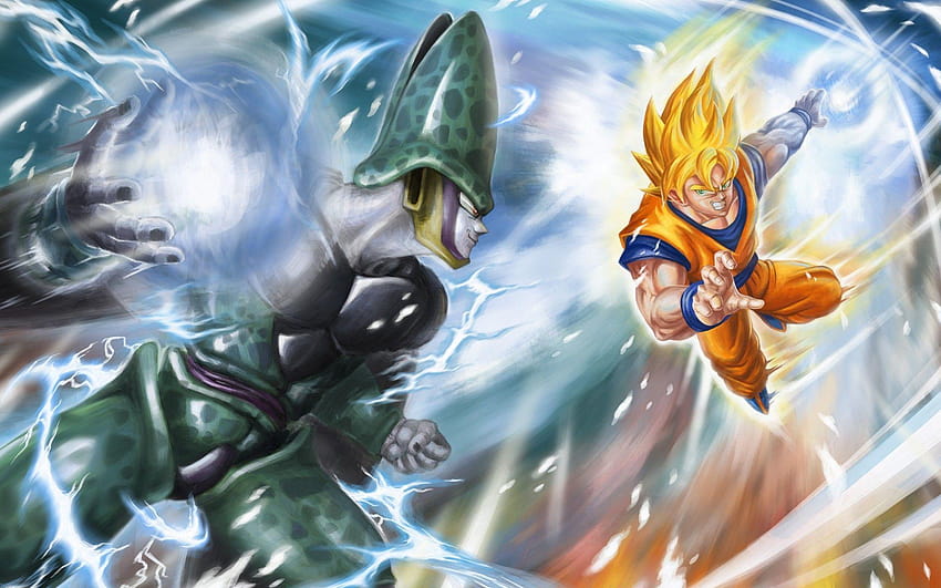 Dragon Ball Z Goku Super Saiyan vs Cell Perfect Form, sangoku HD wallpaper
