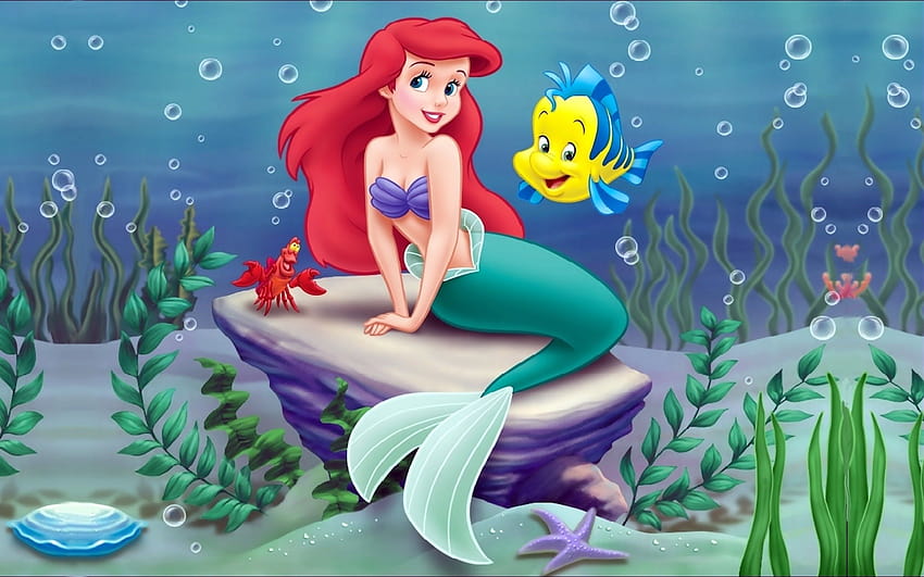 Arielle Ariel Mała Syrenka Z Uroczą Rybką 2560x1600, Księżniczka Disneya Ariel Tapeta HD