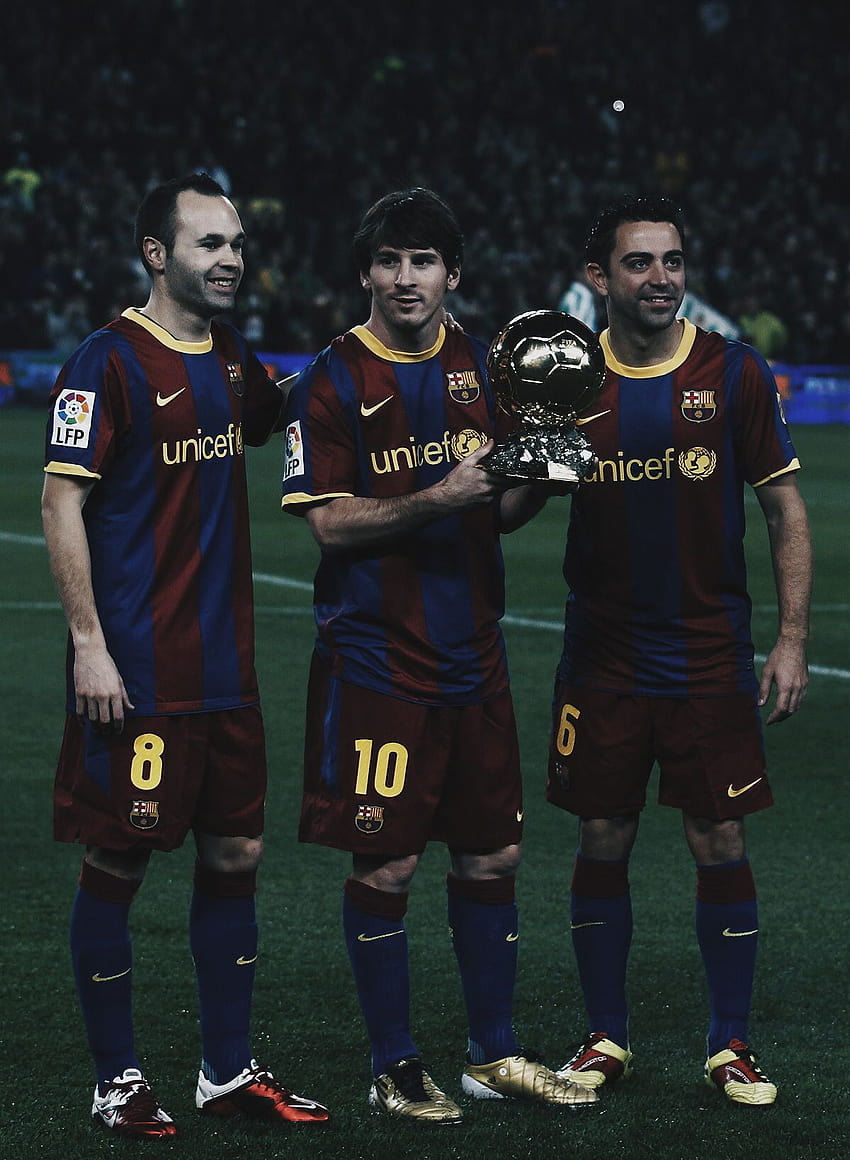 Przypnij na iPhonie Futbol, ​​Messi i Iniesta Tapeta na telefon HD