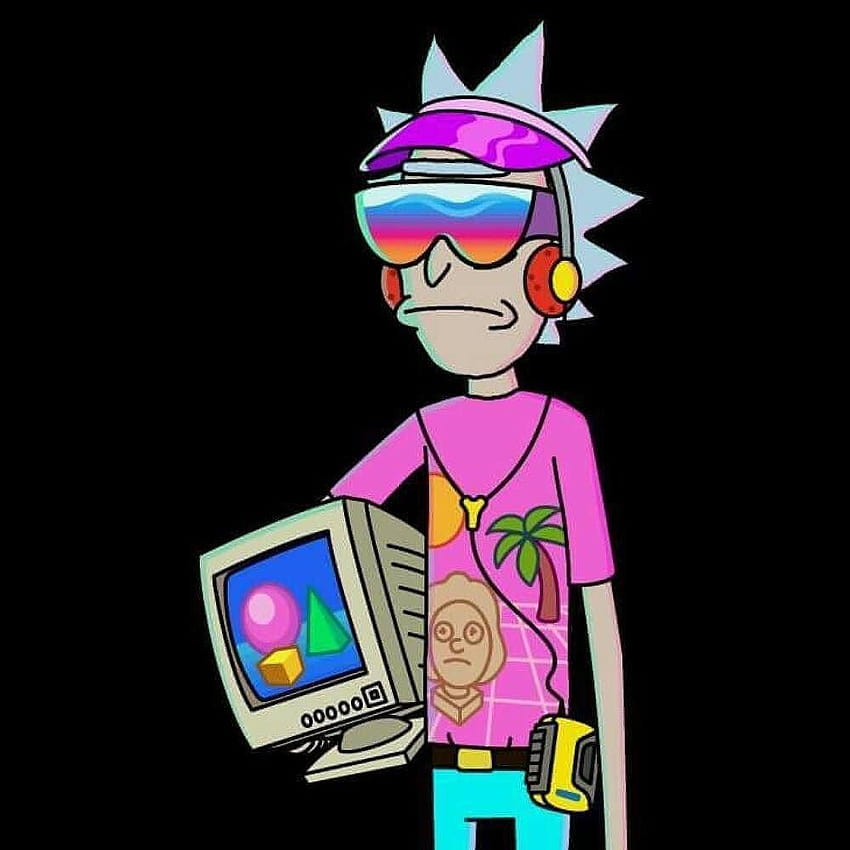 Vapourware Rick From Pocket Mortys Is Amazing And Outrun Outrun Rick And Morty Retrowave Hd