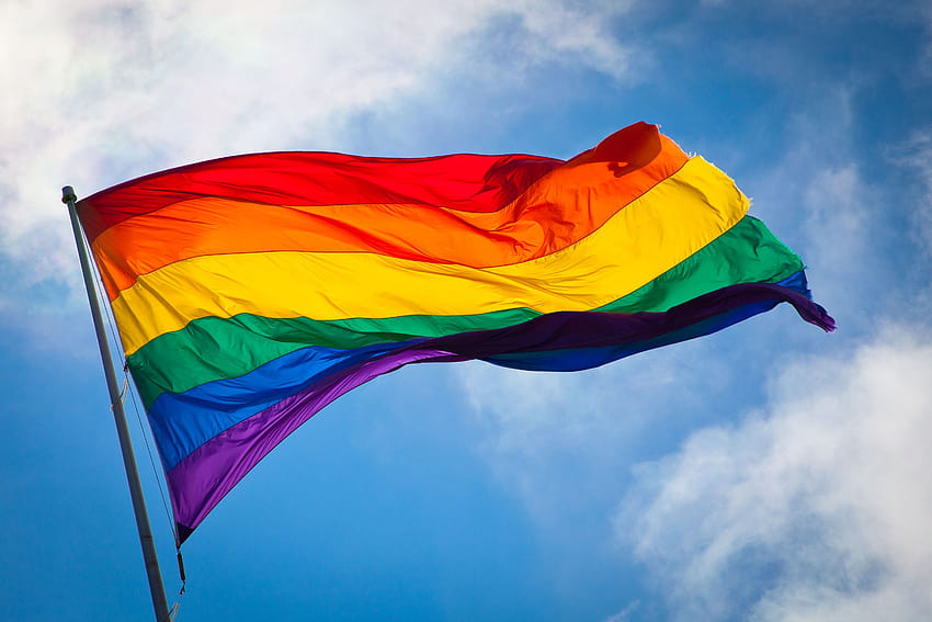 File:Rainbow flag breeze.jpg, gay pride flag background HD wallpaper