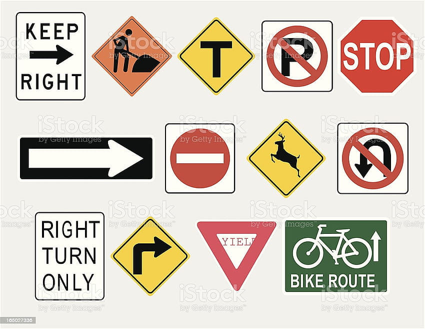Común, camino, y, señales de tráfico, acción, ilustración, señales de calle fondo de pantalla