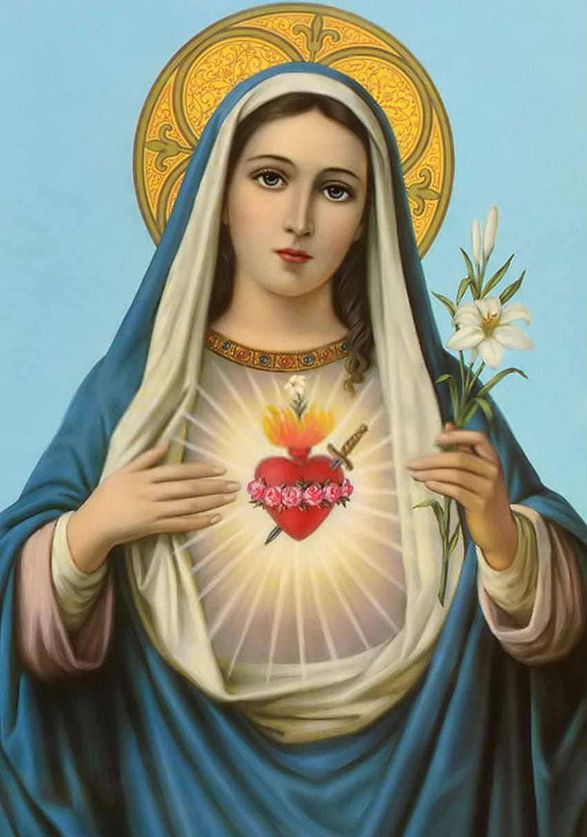 Immaculate Heart of Mary POSTER Print A4, blessed virgin mary HD phone wallpaper