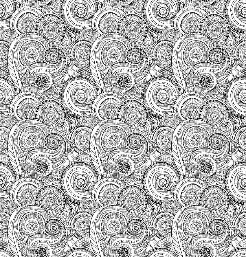 D, Vector, Seamless, Black, And, White, Pattern, With, Flowers, zentangle HD phone wallpaper