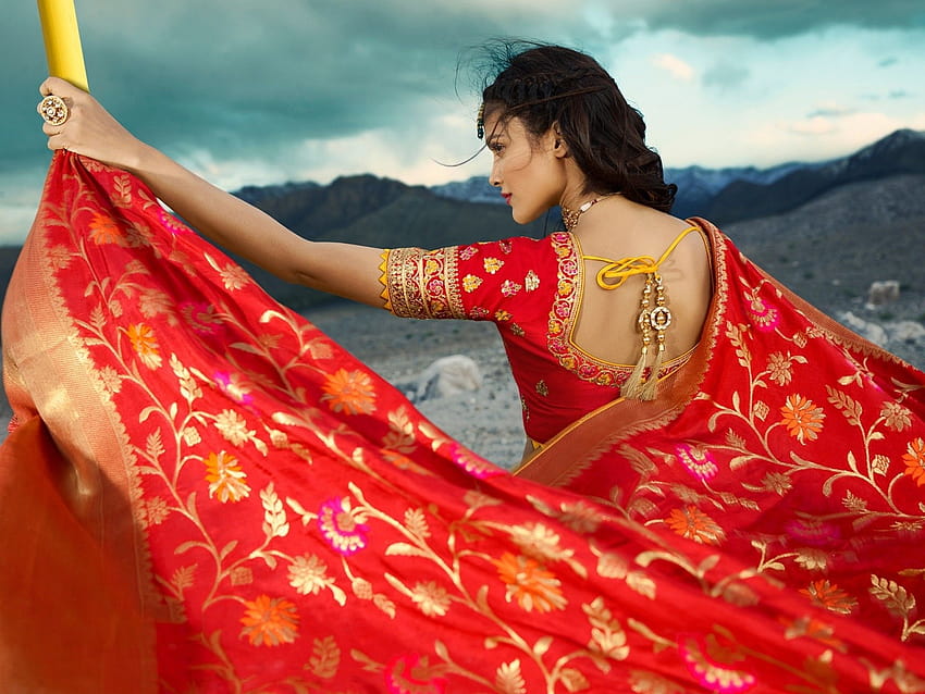 2048x1536 Indian Woman, Model, Traditional Clothes, Saree, Actress, Back View for Ainol Novo 9 Spark, indian women saree HD wallpaper