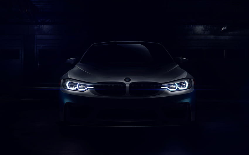 BMW M4 GT4, farlar, 2018 arabalar, karanlık HD duvar kağıdı