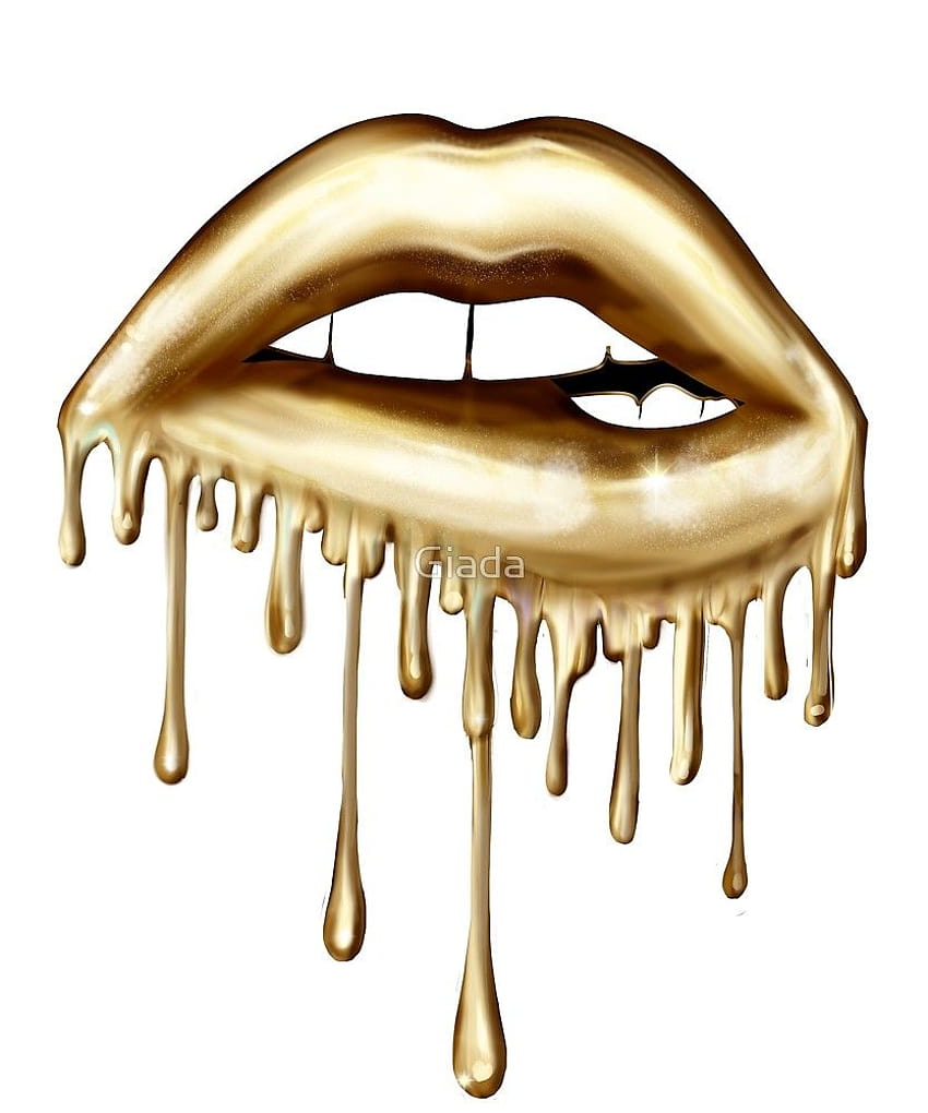 Gold lips , Dripping lips, Lip ...ar.pinterest, women drip HD phone wallpaper