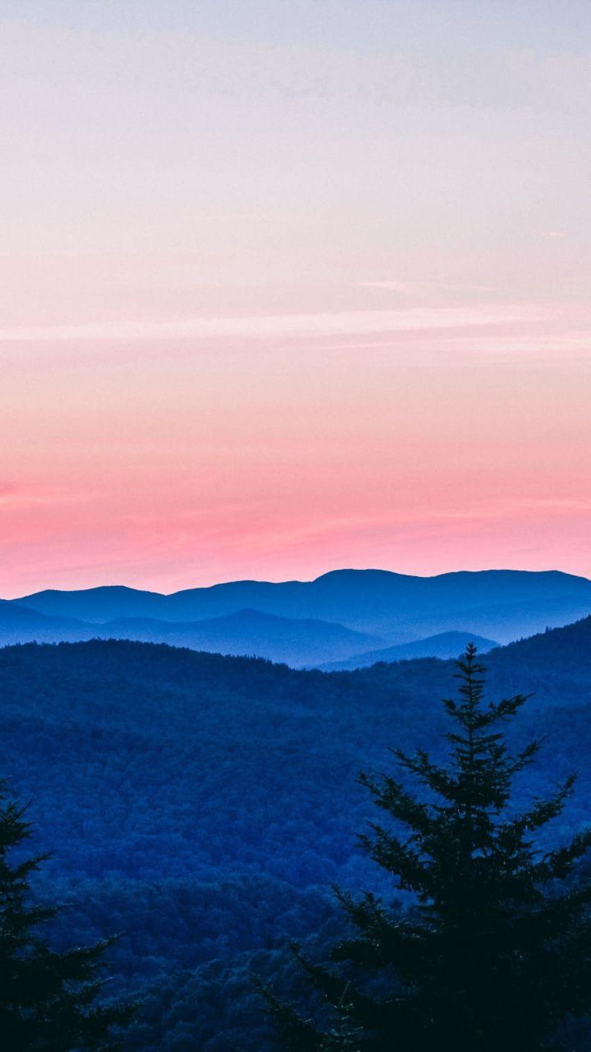 Morgendämmerung, Horizont, Sonnenaufgang, rosa Himmel, 720 x 1280, rosa Himmelberge HD-Handy-Hintergrundbild