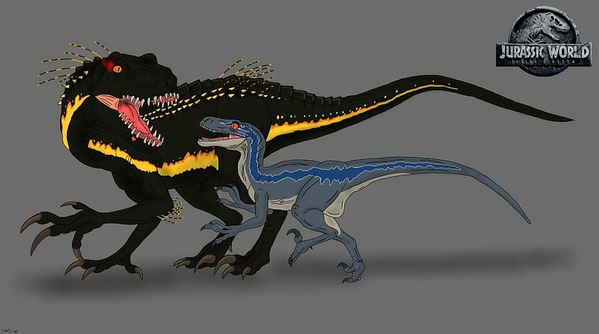 Jurassic World Yıkılmış Krallık, indoraptor vs mavi HD duvar kağıdı