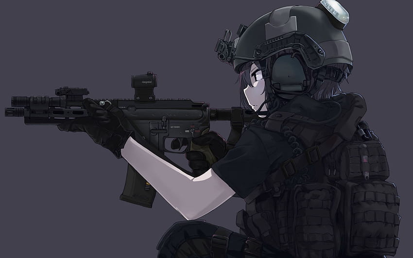 girl, gun, soldier, military, weapon, anime, black ops, asian, rifle, japanese, gloves, pearls, oriental, asiatic, uniform, special forces, section other in resolution 1920x1200, military black ops HD wallpaper