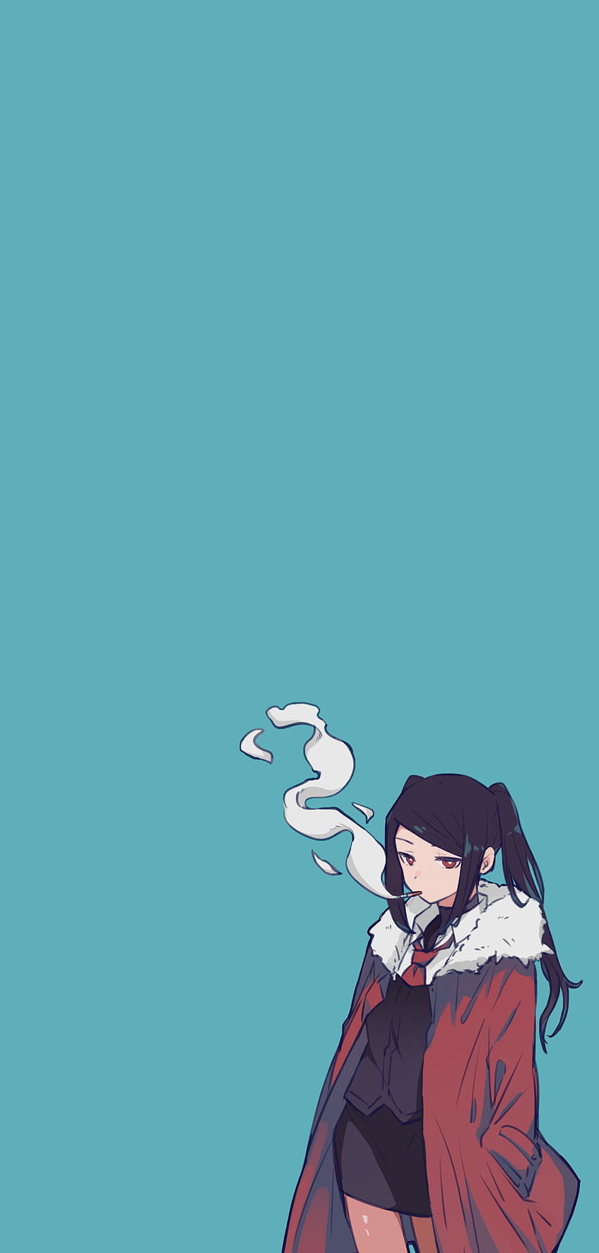 Einfache Hintergründe Va 11 Hall A Julianne Stingray Rauchen von Zigaretten Cyan Cyan-Hintergründe, Anime-Frauen rauchen HD-Handy-Hintergrundbild