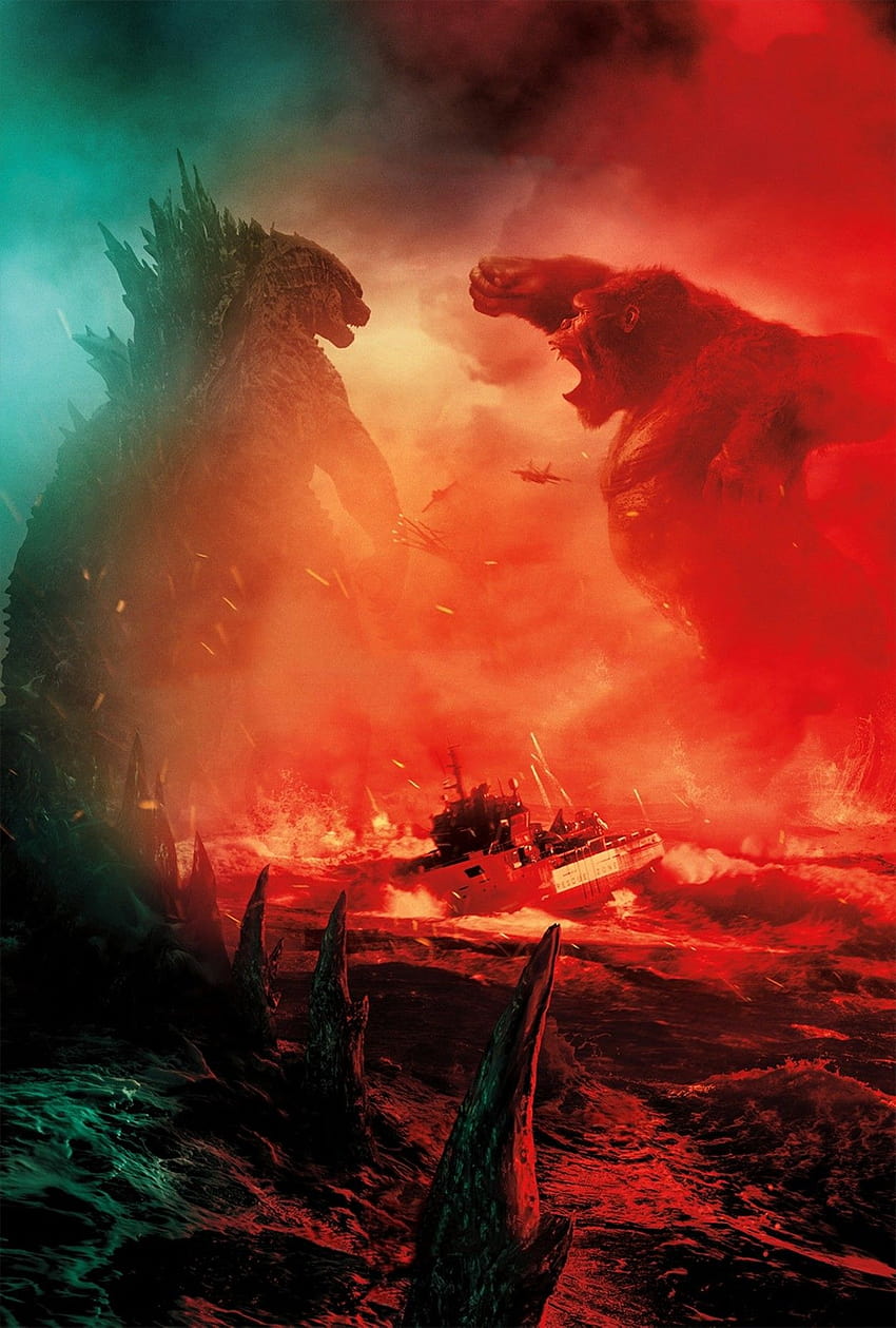 Póster sin texto de Godzilla vs Kong en 2021, iphone de king kong vs godzilla fondo de pantalla del teléfono