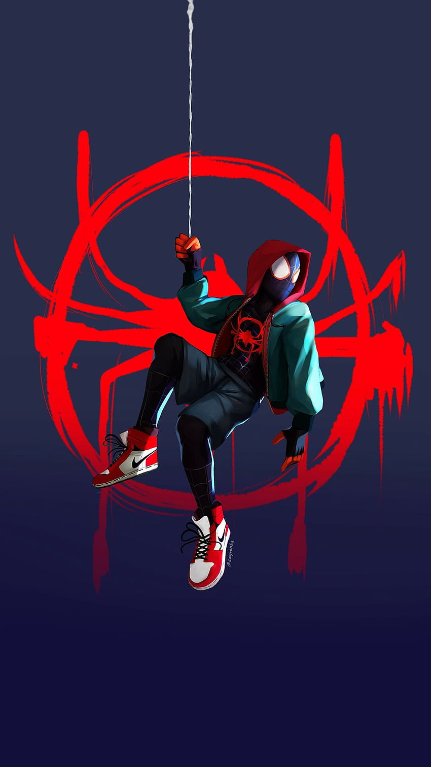 Spider-Man Miles Morales In den Spider-Vers Marvel Ultimate, Spider-Man-Tropfen HD-Handy-Hintergrundbild