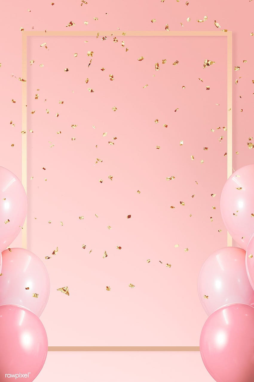 Confeti de oro rosa, globos de confeti iphone fondo de pantalla del teléfono