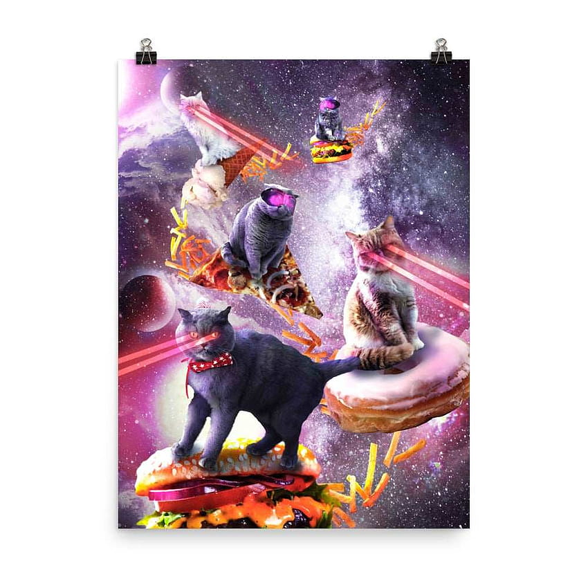 Galaxy Laser Space Cat On Burger Pizza Donut Ice HD phone wallpaper