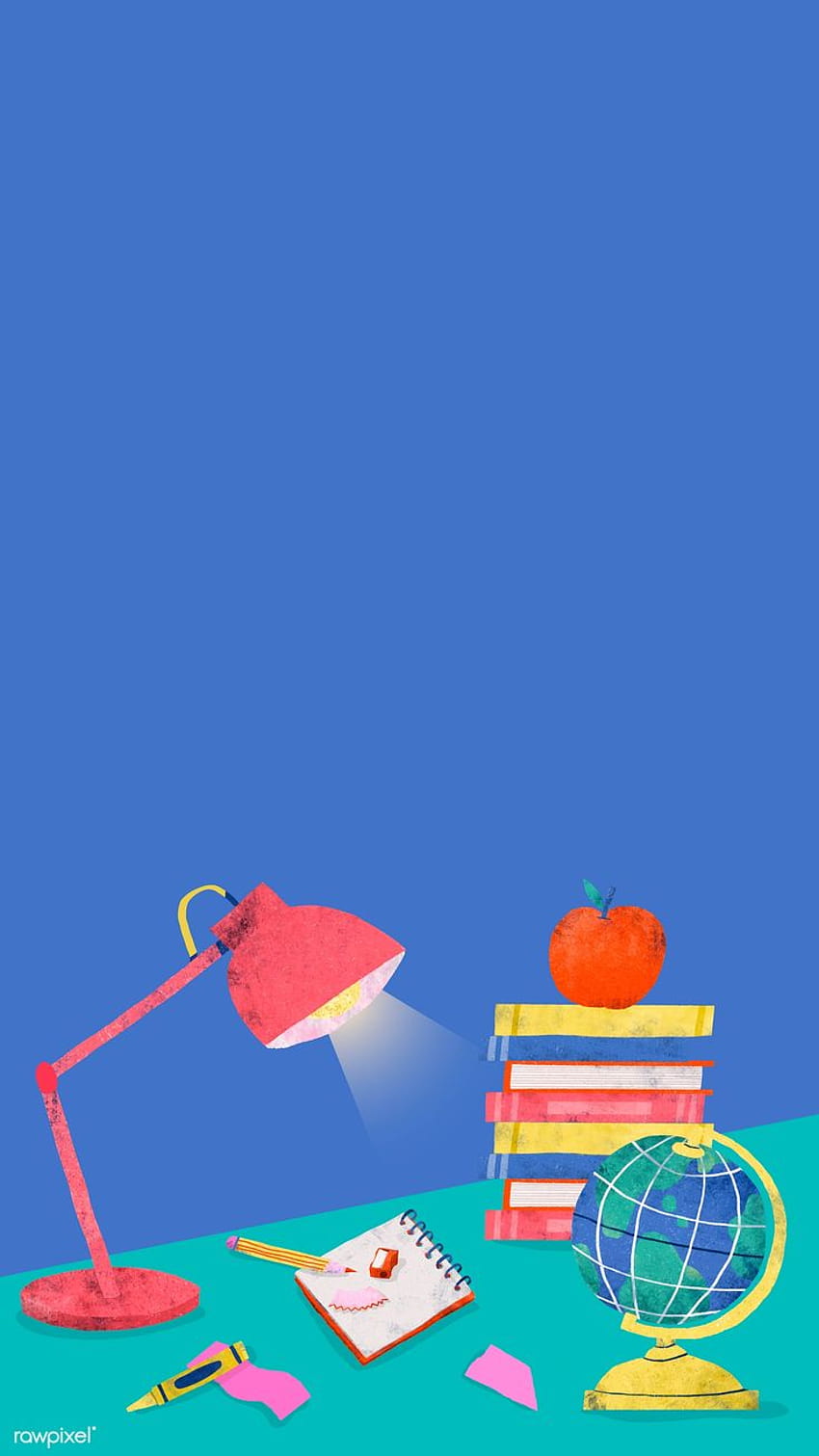 Blue back to school study table mobile phone vector, iphone and mobile phone HD phone wallpaper