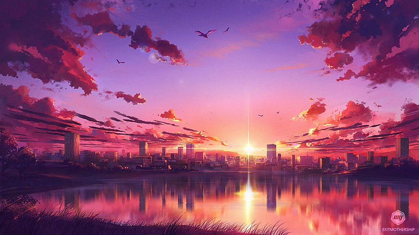Anime Gün Batımı, anime yatay HD duvar kağıdı