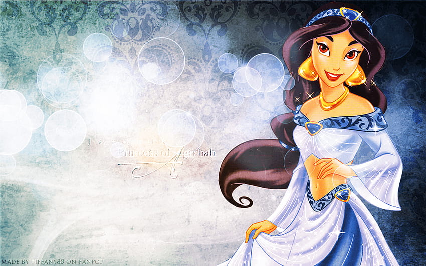 È Jasmine con uno splendido abito blu. Non credo di aver bisogno di dirlo, principessa Jasmine Disney Sfondo HD
