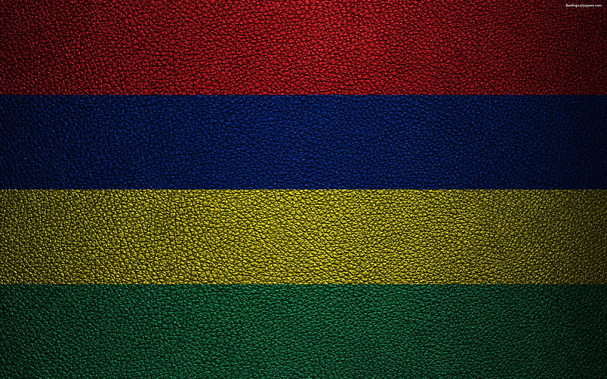 Flag of Mauritius, leather texture, Africa, mauritius flag HD wallpaper