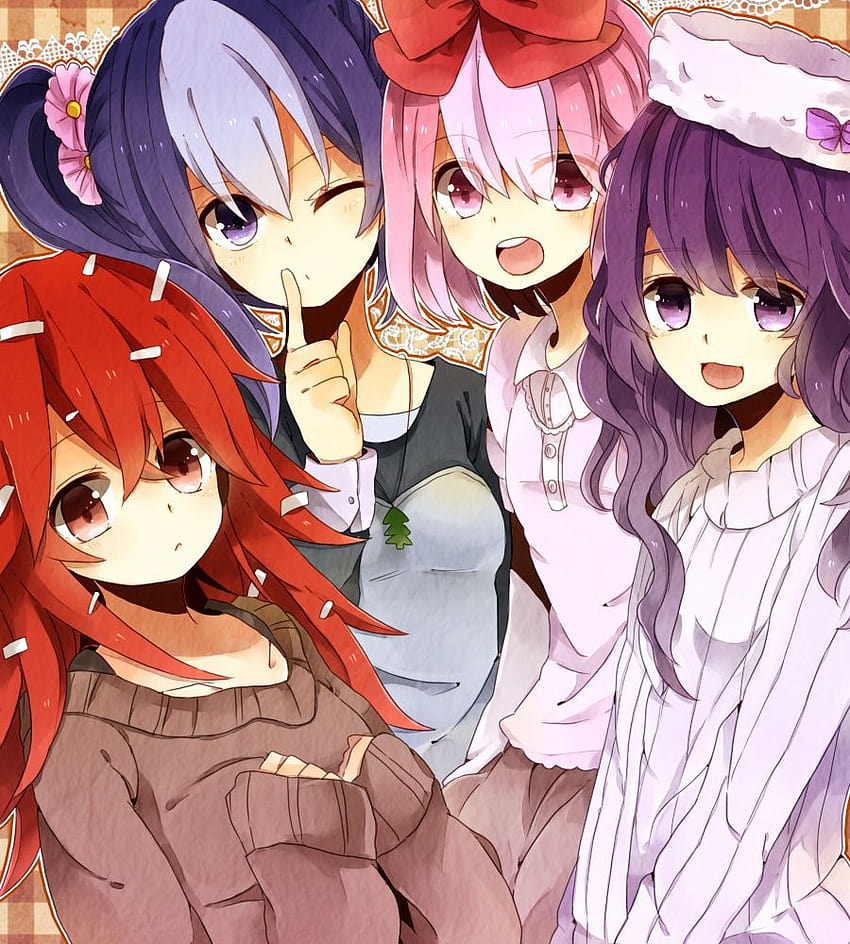 4 Anime Best Friends, anime girls best friend HD phone wallpaper