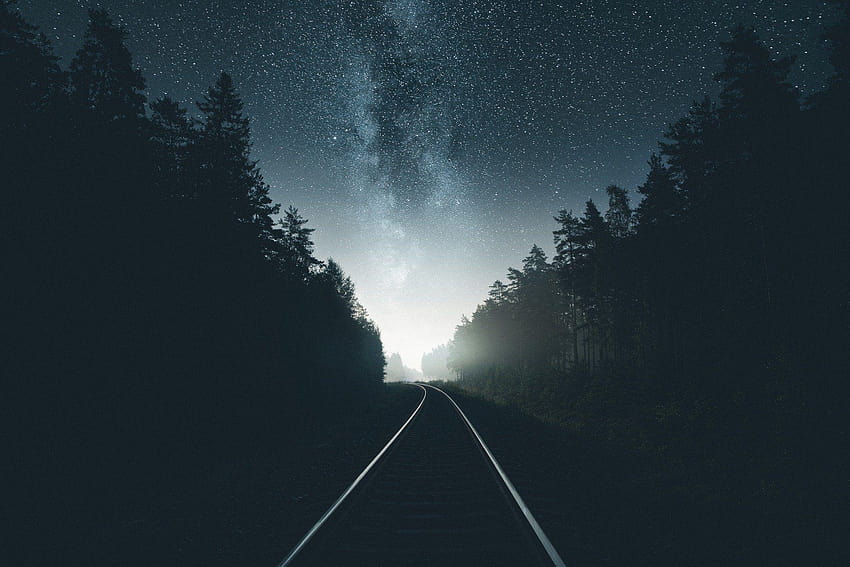 Railroad Full And Backgrounds Night Sky For, Hintergrund des nächtlichen Himmels HD-Hintergrundbild
