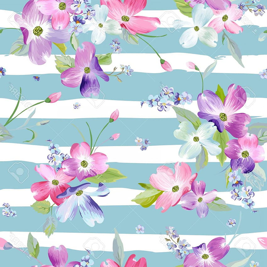 stock Vektor Frühlingsblumen nahtlose Muster Aquarell florale Hintergründe für Hochzeitseinladung Stoff, Frühlingsblumen Vektor HD-Handy-Hintergrundbild