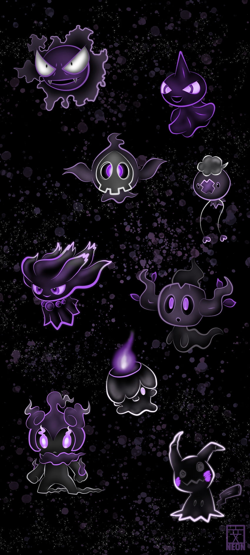 Neon Ghost Pokemon Phone per Halloween [OC], tipo fantasma Sfondo del telefono HD