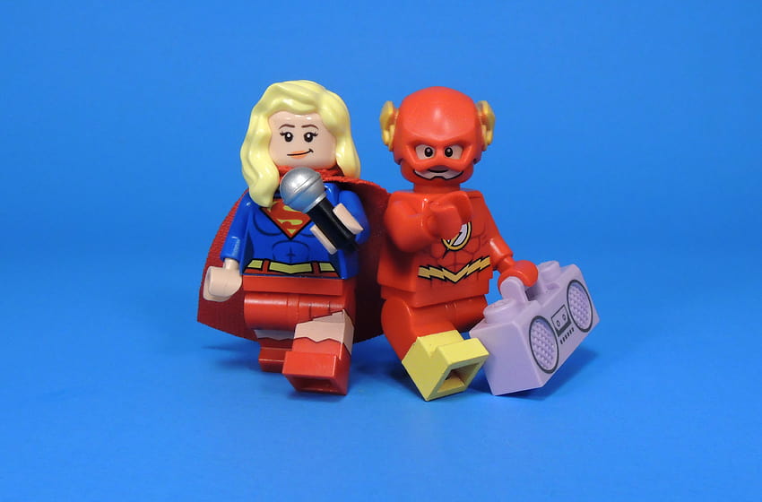 : LEGO, минифигурка, супер, герой, комикс, комикси, Flash, Supergirl, пеене, мюзикъл, кросоувър, DC, cw 4414x2908, lego flash HD тапет