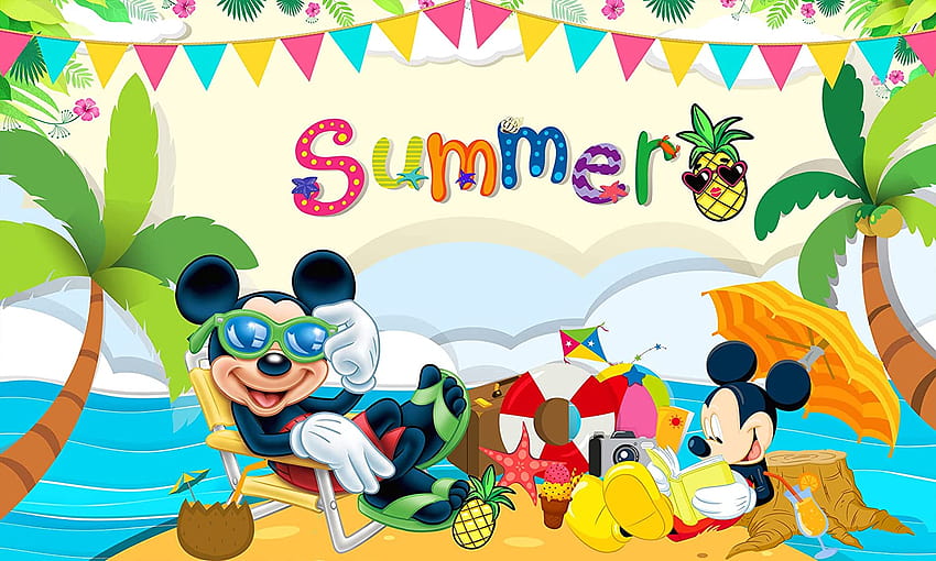 Yaz Tropikal Tawaii Aloha Zemin Birtay Parti Malzemeleri 5x3ft Plaj Arka Planları Mickey Mouse Teması Birtay Pastası için Bebek Duş Afişi Masa Dekorasyonu: Oyuncaklar ve Oyunlar, yaz mickey mouse HD duvar kağıdı