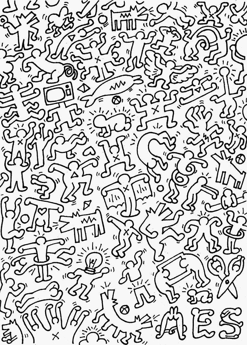 Cassie Stephens: DIY: Ein von Keith Haring inspiriertes Pleather, Mobile Keith Haring Black HD-Handy-Hintergrundbild