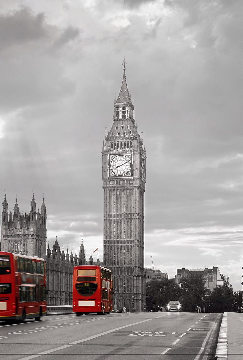 ↑↑TOQUE E OBTENHA O APLICATIVO! City Unicolor London Big Ben Grey Red Bus Stylish Cool iPhone 6, London Bus Papel de parede de celular HD