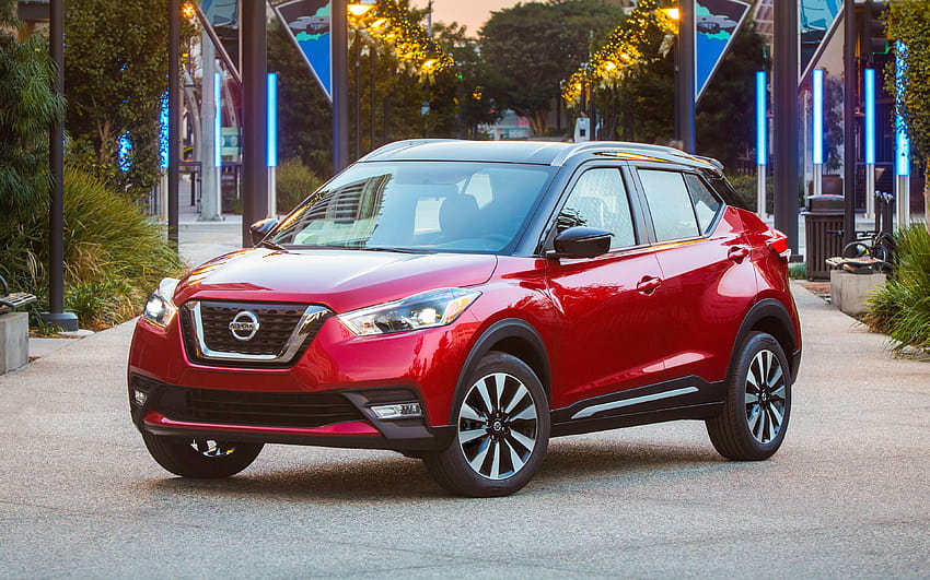 Nissan Kicks, 2018, exterior, red compact crossover, front view, new red Kicks, Japanese cars, Nissan with resolution 3840x2400. High Quality HD wallpaper