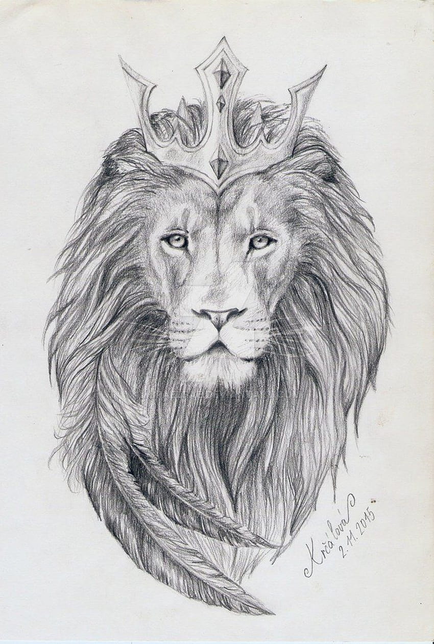 Crown Lion Sketch Art, lion with crown HD phone wallpaper