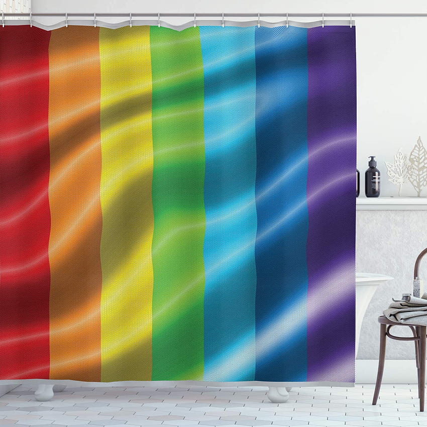 Rideau de douche arc-en-ciel Ambesonne, motif inspiré du drapeau de la fierté avec des couleurs arc-en-ciel Love Wins Gender dom sur le thème LGBT, ensemble de décoration de salle de bain en tissu avec crochets, 70, drapeau arc-en-ciel à pois Fond d'écran de téléphone HD