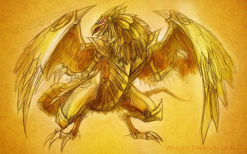 Winged Dragon of Ra autorstwa Husukiyuusei, yu gi oh skrzydlaty bóg, smok ra Tapeta HD