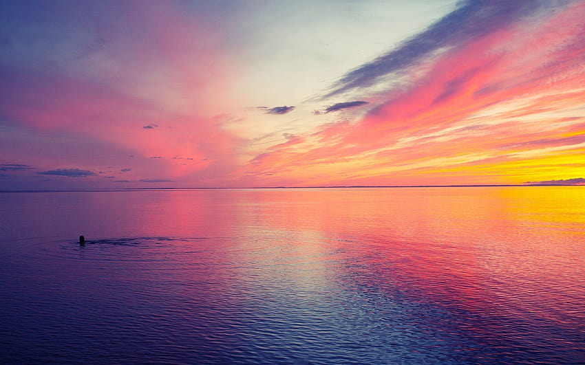 Aesthetic Sunset Ipad แนวนอนสีชมพูสวยงาม วอลล์เปเปอร์ HD