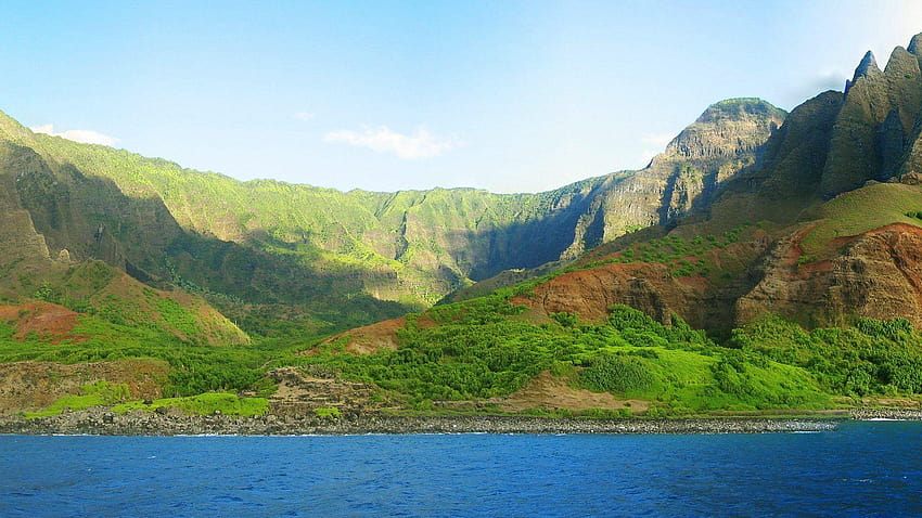 Montagne: National Hawaii Island Kaui Real Coast Pali State Park, stato delle Hawaii Sfondo HD