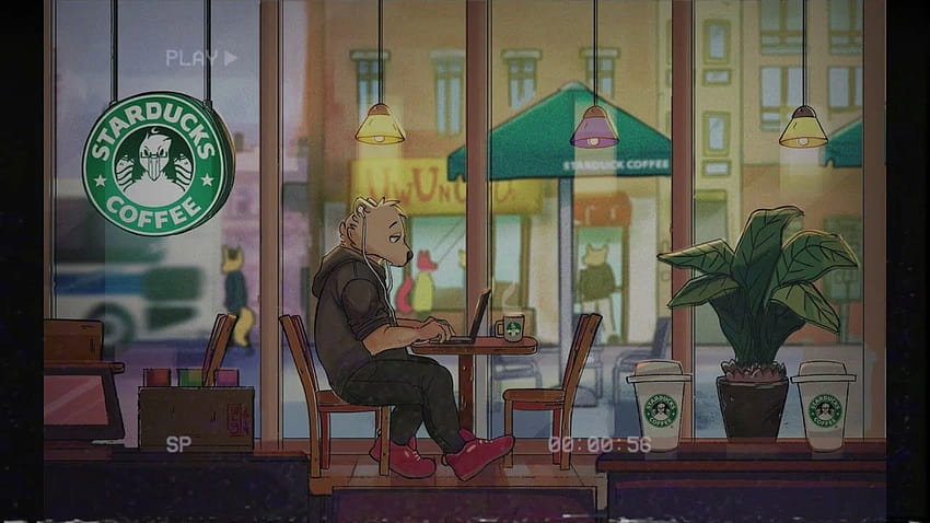 LoFi Late Night Coffee Shop [3840x2160]. Full credits to u/ remsbk