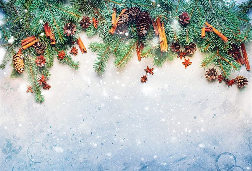 Amazon: Laeacco Christmas Theme Backdrop Vinyl 5x3ft Dreamlike Abstract Pale Blue Wall Light Spots Green Pine Cone Spices Backgrounds Banner de festa de Natal Criança Crianças Bebê Retrato Sessão: Eletrônica papel de parede HD