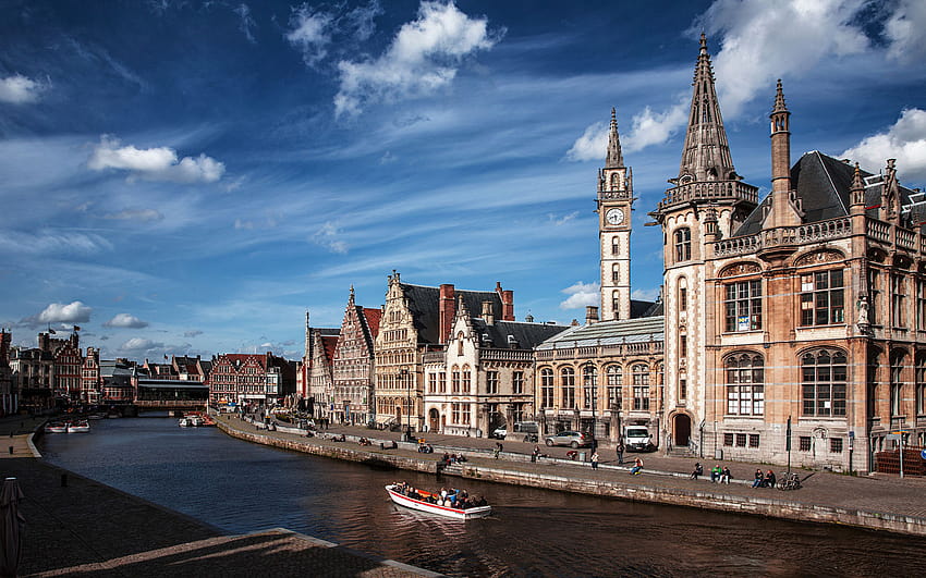 Ghent City Flanders Belgium During The Day For : 13 HD wallpaper