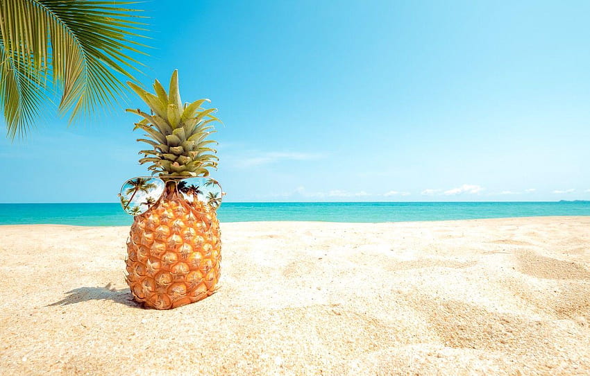 Ananasowa plaża, ananasowe okulary przeciwsłoneczne Tapeta HD